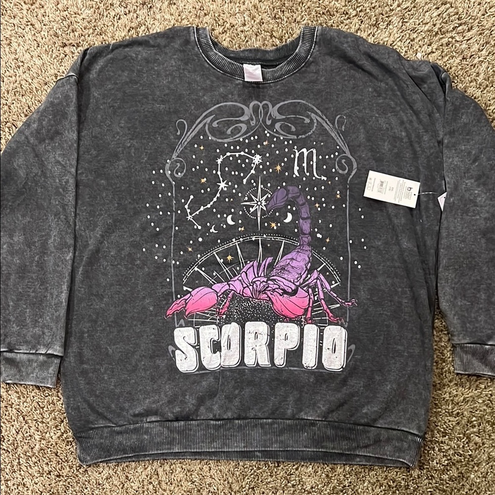 No Boundaries Gray and Pink Crewneck Sweater
